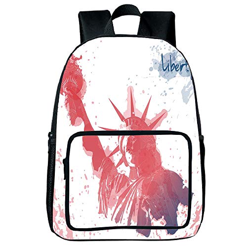 Increase Capacity Square Front Bag Backpack 4th of July Decor,Star Figure in US Flag Colors over Wooden Planks Holiday National Image,Dust Blue,for Children,Pictures Print Design.15.7"x 11.8"x 6.3"