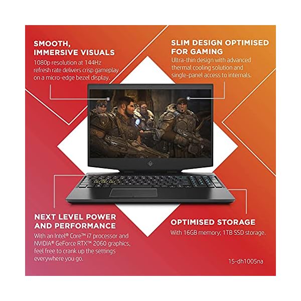 HP OMEN Gaming Laptop 15-dh1005sa, 15.6" FHD 1920 x 1080 pixels, Intel® Core™ i7, 16GB RAM, 1TB SSD, NVIDIA® GeForce RTX™ 2060, Shadow Black - Image 6