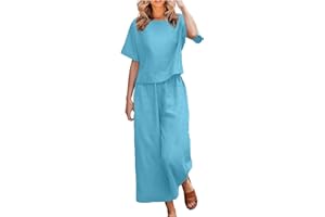 PETYCZEN Linen Sets for Women 2 Piece Summer Outfits Casual Short/Long Sleeve Tops with Long Pants Tracksuits Lounge Sets