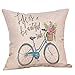 Pillow Cover, Jujunx Happy Valentine's Day Throw Pillow Case Sweet Love Square Bicycle Cushion Cover (B)