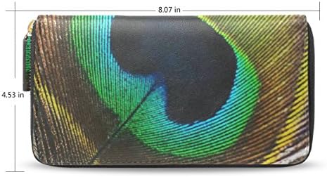 Women Credit Card Holder Zipper Clutch Wallet Purse Handbag Peacock's Feathers