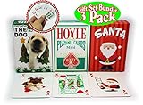 Bicycle Mini Playing Cards Christmas Theme Hoyle Holiday Standard, Santa, & The Dog Complete Gift Set Party Bundle (Stocking Stuffers) - 3 Pack