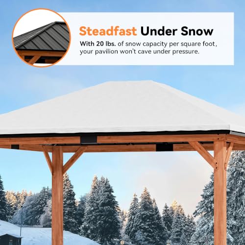 Modern Shade 12x14 Cedar Wood Gazebo with Galvanized Steel Roof, Curtains & Mosquito Net image 28