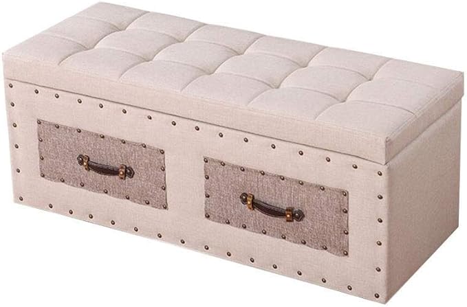 QTQHOME Taburete de Almacenamiento de otomana Rectangular de Cuero