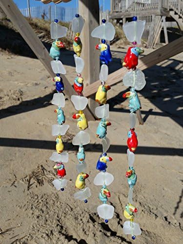 Parrot Head Sun Catcher Sea Glass Mobile