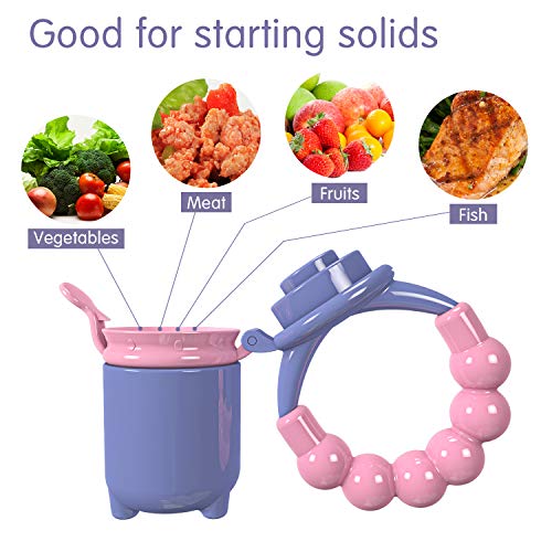 Youen Fresh Food Fruit Feeder Baby Pacifier, Silicone Feeding Pacifier for Baby - 3 Sizes Teether Food Mesh,Infant Fruit Teething Toy, 2 Pack - Thumbnail 3