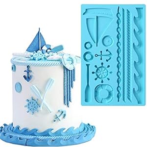 AXspeed Siliconen cakevorm Zeil Roer Anker Zeilboot Vorm Fondant Mould Gebak Bakvorm voor Decoreren Verjaardagstaart…