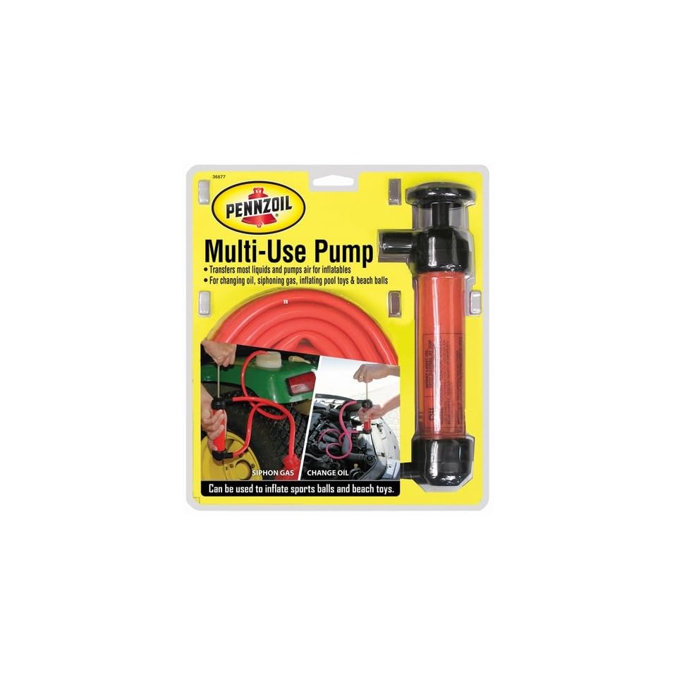New Pennzoil Multi Use Hand Air Pump Siphon Pump Kit Hose Gas Oil Trans