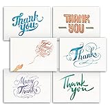 Hand Painted Watercolor Thank You Note Cards 48 Bulk - Lovely, Like Handmade Cards Box Set - Contains Blank Cards with Envelopes - 6 Special Designs by Papertopia
