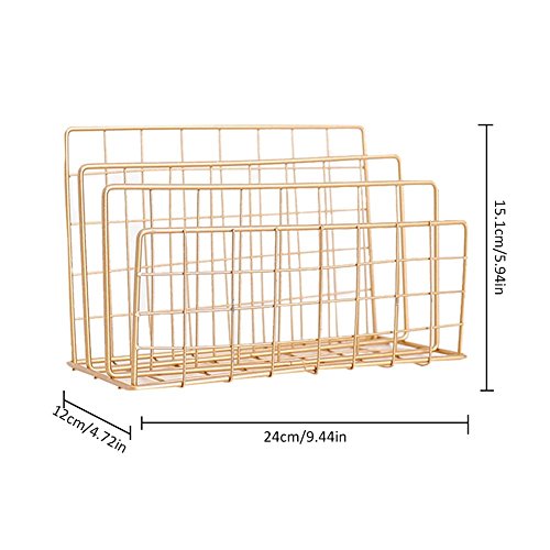 Fovolat | Nordic Style Grid Wrought Iron Newspapers and Periodicals Rack Book Magazine File Storage Rack for Home Office