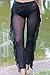 Doqcey Women's See Through Sheer Mesh Ruffle Swimsuit Beach Cover up Pant (Tag 2XL, Black)