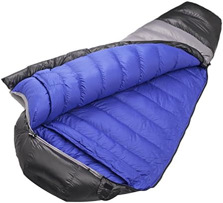 BELLAMORE GIFT Duck Down Sleeping Bag Compact Hiking Camping Outdoor Thermal Mummy 4 Seasons Waterproof Carry Bag Included