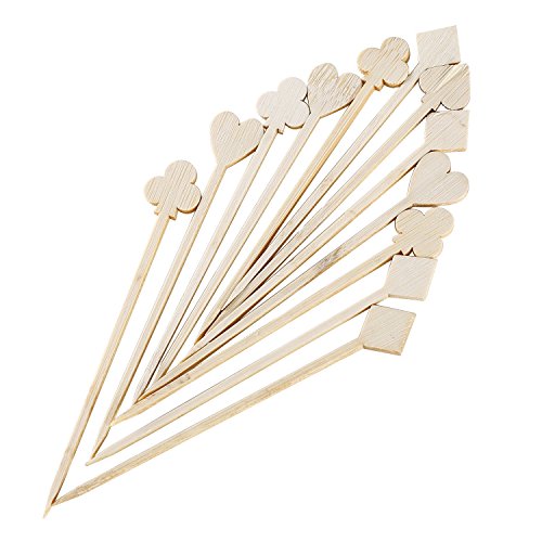 Gmark 4" Bamboo Cocktail Picks Special Shapes 100pc/Bag (Poker)
