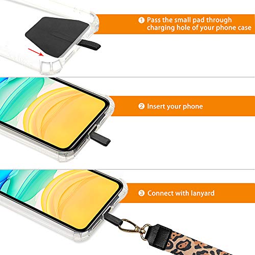 Phone Lanyard, COCASES Wrist Lanyard and Neck Lanyard for Keys ID Badge Set Phone Tether for iPhone, Galaxy & Most Smartphones (Yellow Leopard)