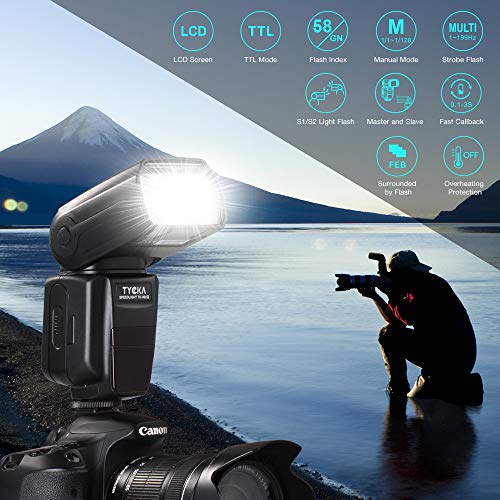 Tycka Professional E-TTL Flash with 2.4G Wireless Trigger Remote for Canon, 58GN, Manual Auto Focus, for Wedding Portrait Studio Outdoors
