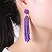 NLCAC Women's Beaded tassel earrings Long Fringe Drop Earrings Dangle Purple