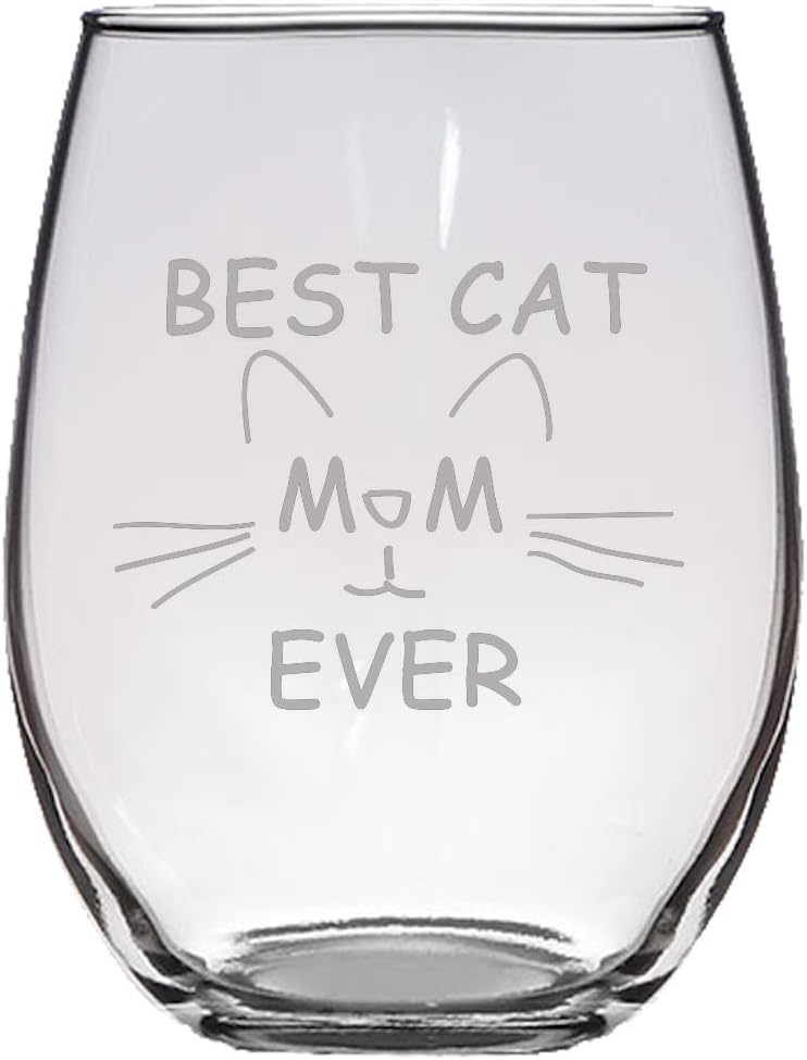 best cat mom ever wine glass