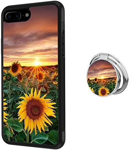 Case for iPhone 7 Plus 8 Plus case Sunflower Scenery with Ring Holder Slim Soft and Hard Tire Shockproof Protective Phone Cover Case Slim Hybrid Shockproof Protective Case Anti-Scratch Cushion Bumper