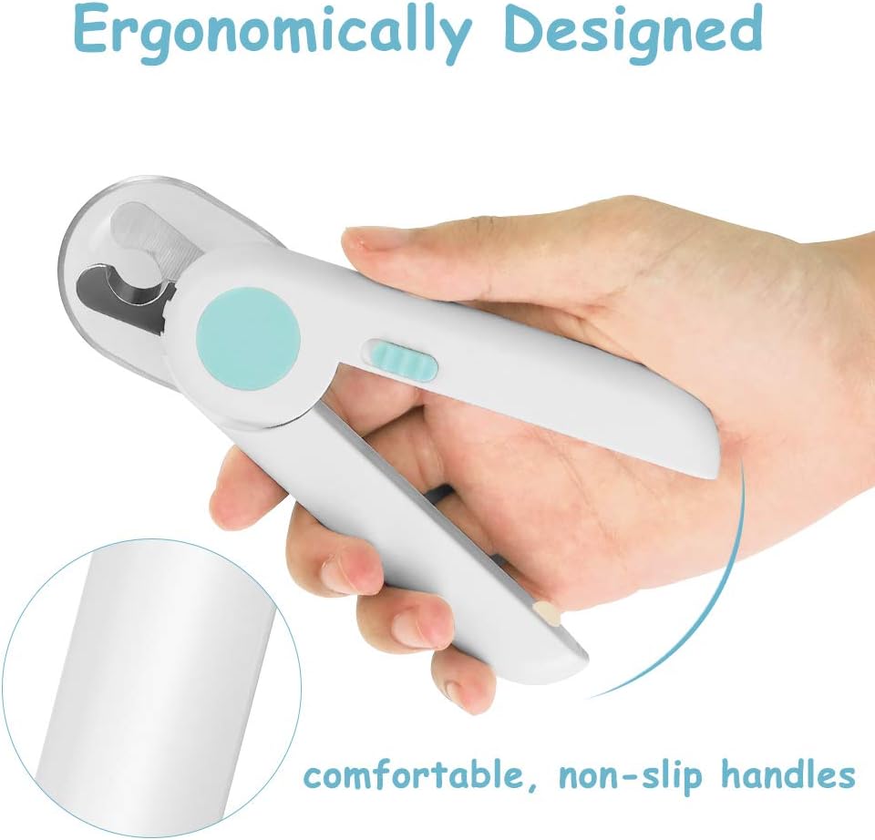 Yoobure Cat Dog Nail Clippers and Trimmer, Pet Nail Clippers with LED Light to Avoid Over-Cutting, Hidden Nail File & Razor Sharp Blade, Professional Grooming Tools Kit for Small Animals Claw Care
