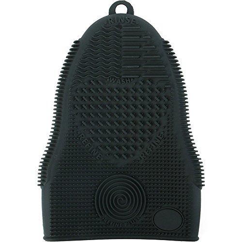 ScivoKaval Makeup Brush Cleaner Mat Mitt Glove Silicone Cosmetic Cleaning Scrubber Tool for Face Brushes and Eye Brush Washing Black