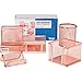 Desk Organizer Office Accessories Set - Set of 4 Rose Gold Desk Accessories, Mesh Desk Set Includes Pen Case, Sticky Note Holder, Business Card Tray, and Desk Organizer