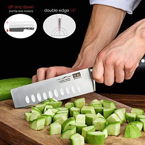 SHAN ZU Japanese Nakiri Knife 6.5 Inch, Ultra Sharp German Stainless Steel Vegetable Chopper Chef Knives, Ergonomic Handle - Image 5