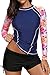 Anmengte 2 Pcs Women's Swimsuit Rash Guard Long Sleeve Tankini UV Sun Protection Athletic Cover up Swimwear