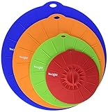 InfiDeals Suction Lid Food Cover Combo, Red/Green/Orange/Blue, Set of 4