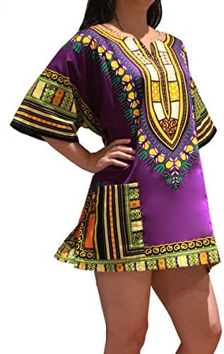 Traditional African Dashiki Shirt - Unisex (Plus Size, Purple)