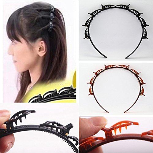 Merssavo Punk Hair Styling Twist Clip Barrette Braid Tool Magic Hair Accessories Headband Black