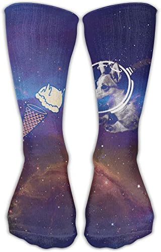 JIN HUA XU Unisex Long Socks Corgi And Ice Cream Sports Baseball Soccer Socking Fashion Crew Casual Socks