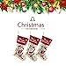 WEWILL Lovely Christmas Stockings Set of 3 Santa, Snowman, Reindeer, Xmas Character 3D Plush Linen Hanging Tag Knit Border Xmas for Kids Family