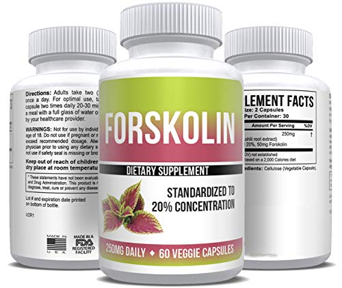 Pure Forskolin Extract 20% Standardized 250mg Daily Weight Loss 30-Day Supply 60 Capsules All-Natural Herbal and Max Fat Burner Supplement Pure Forskolin Extract 20% Standardized 250mg Daily Weight Loss 30-Day Supply 60 Capsules All-Natural Herbal and Max Fat Burner Supplement