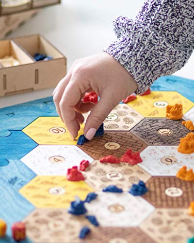 Wooden Board for Catan Game Settlers of Catan Gifts Card Holders Box Base 4-players Standard-Size board
