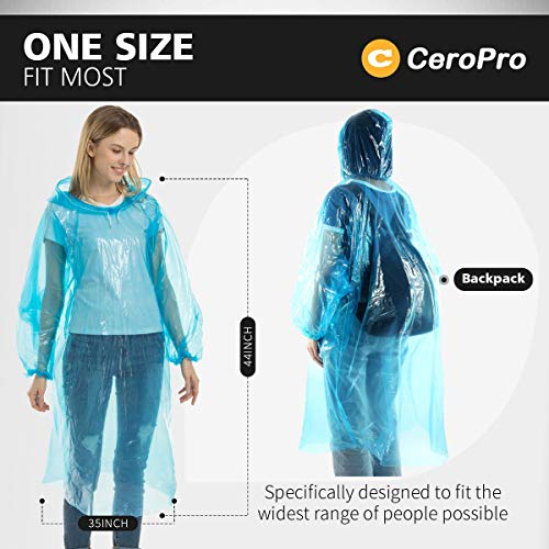 Disposable Rain Poncho Plastic Raincoat - 5 Pack Thick Emergency Rain Ponchos for Adults Men and Women with Drawstring Hood Clear Rain Gear for Disney Hiking Travel Concerts and Sport Events