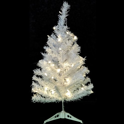 Wideskall Tabletop Christmas Pine Tree 2 Feet Artificial with 30 LED Warm White Lights