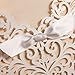 Wishmade 50x White Square Laser Cut Tri-fold Lace Wedding Invitations Cards with Bow Hollow Favors Invitations for Engagement Baby Shower Birthday Quinceanera(set of 50pcs) CW5002