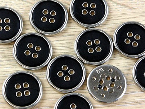 Dill Round 4 Hole Metal Jacket & Coat Buttons Black - per button