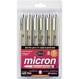 Sakura NOM328088 Pigma Micron Pen Set #005 0.2mm, 6 Per Pack, Black, Red, Blue, Green, Brown, Purple