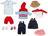 Childcraft Doll Clothes for 13 inch Dolls - Set of 14 - Fabrics and Colors May Vary - Dolls Not Included