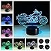 Cirkooh New Motorcycle Motorbike 3D Optical Illusion Table Lamp 7 Colors Change Timing Remote Control and Touch Button LED Light Decor