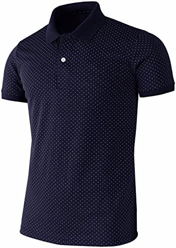 BCPOLO Men's Polo Shirt Casual Short Sleeves Polka Dots Pattern Golf Polo Shirt