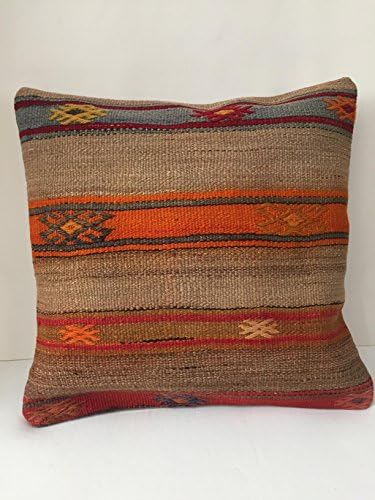 Kilim Pillow 16'' x 16'' Anatolian Turkish Cushion Cover (40cm x 40cm), sofa pillow, couch pillow, embroidered, handmade, kilim rug,