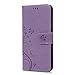 LG V30 Case, LG V30 Plus Case, Light Purple PU Leather Embossed Floral Butterfly Wallet Purse Credit Card Holders Magnetic Flip Folio TPU Soft Bumper Ultra Slim Protective Cover for LG V30