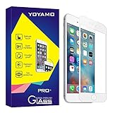iphone 6s screen protector,Yoyamo 3D Full Cover High Definition Round Angle Crystal Clear High Response Hard Tempered-Glass Screen Protector for Apple iPhone 6 and 6s (White)