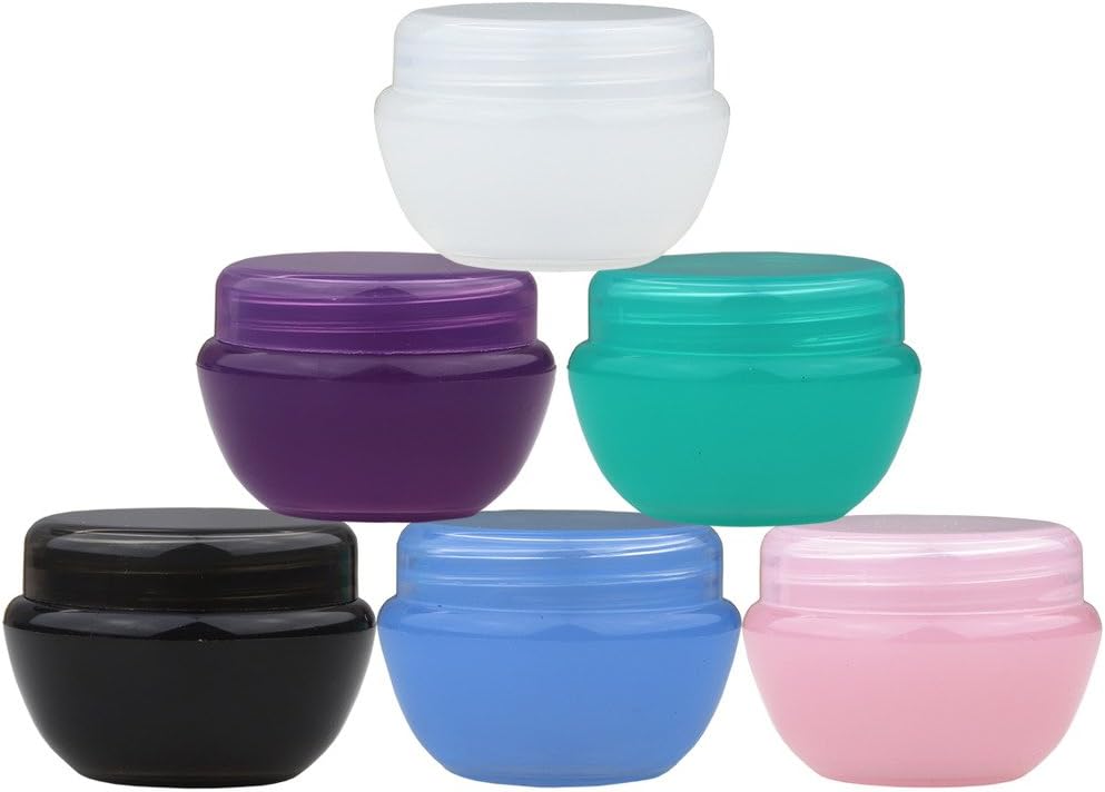 Beauticom 10G/10ML Frosted Container Jars with Inner Liner for Scrubs, Oils, Salves, Creams, Lotions, Makeup Cosmetics, Nail Accessories, Beauty Aids - BPA Free (6 Pieces, Mix Colors)