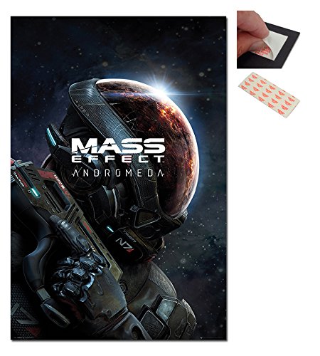 Bundle - 2 Items - Mass Effect Andromeda Poster - 91.5 x 61cms (36 x 24 Inches) and a Set of 4 Repositionable Adhesive Pads For Easy Wall Fixing
