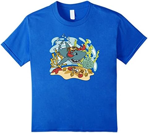 Kids Cool Funny Shark Kids Tshirt Under the Sea Fish Tshirt 8 Royal Blue