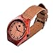 Tamlee Red Sandalwood Men's Wooden Watch with Soft Genuine Leather Strap Wood Wristwatch