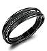 Jstyle Braided Leather Bracelet for Men Bangle Wrap Stainless Steel Magnetic-Clasp 8.5 Inch Black